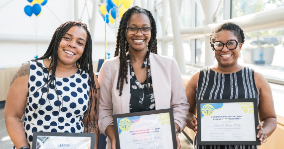 Photo of three Graduate Excellence and DEGS Award Winners